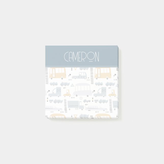 Niedliche Pkw im Straßenmuster Post-it Klebezettel (Vorderseite)