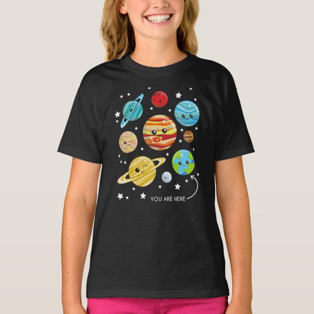 Niedliche Planeten, Kawaii-Planeten, Weltraum, Kos T-Shirt (Vorderseite)