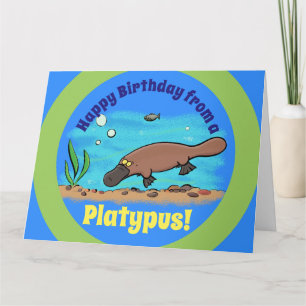 Niedliche Platypus unter Wasser Cartoon Geburtstag Karte