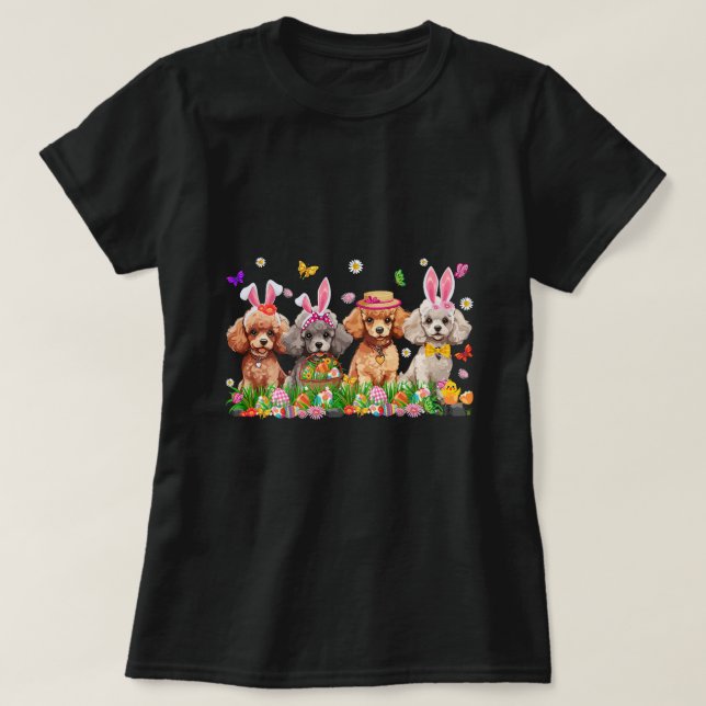 Niedliche Podle Hunde mit Ohrfeigen Ostern T-Shirt (Design vorne)