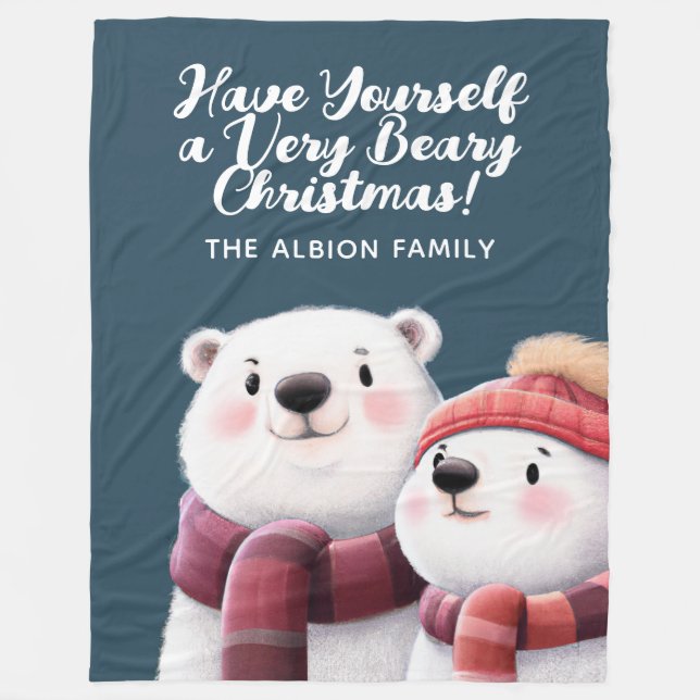 Niedliche Polar Bären-Kneipen mit Carven Fleecedecke (Vorderseite)