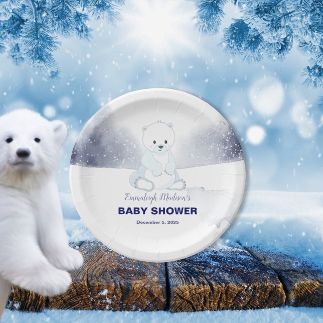 Niedliche Polar Bear Baby Dusche Pappteller (Von Creator hochgeladen)