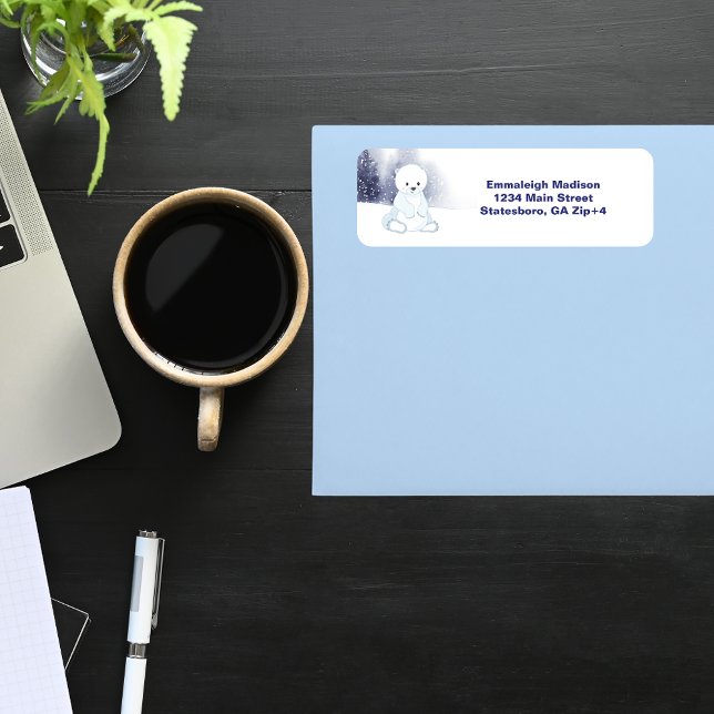 Niedliche Polar Bear Baby Dusche Rücksendeadresse (Von Creator hochgeladen)