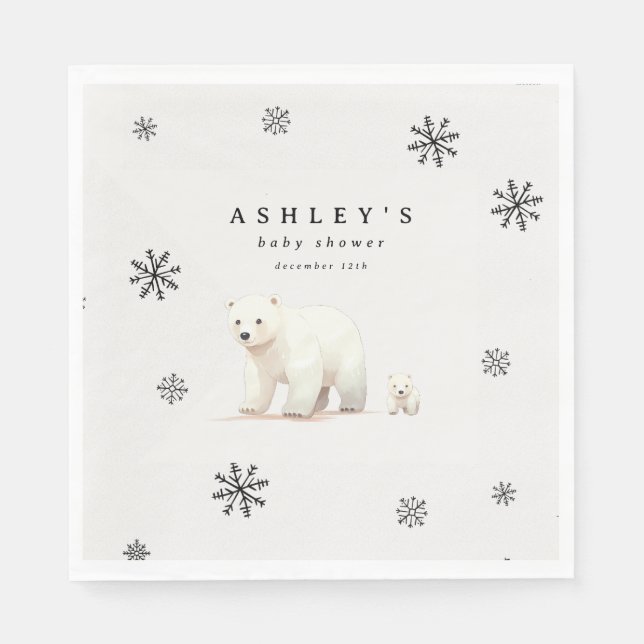 Niedliche Polar Bear Winter Baby Dusche Serviette (Vorderseite)