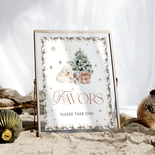 Niedliche Polar Bear Winter Baby Shower Favoriten Poster (Von Creator hochgeladen)