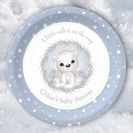 Niedliche Polar Bear Winter Boy Babydusche Pappteller