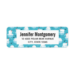 Niedliche Polarbären in Weihnachtsmannmützen Weihn