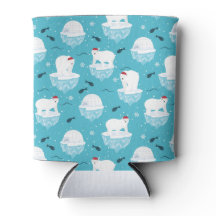 Niedliche Polarbären in Weihnachtsmannmützen Weihn