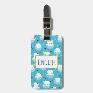 Niedliche Polarbären in Weihnachtsmannmützen Weihn Gepäckanhänger