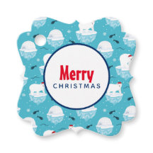 Niedliche Polarbären in Weihnachtsmannmützen Weihn