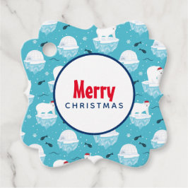 Niedliche Polarbären in Weihnachtsmannmützen Weihn Geschenkanhänger