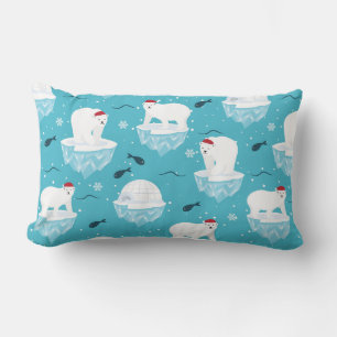 Niedliche Polarbären in Weihnachtsmannmützen Weihn Lendenkissen