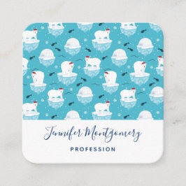 Niedliche Polarbären in Weihnachtsmannmützen Weihn Quadratische Visitenkarte