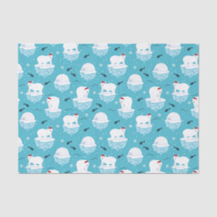 Niedliche Polarbären in Weihnachtsmannmützen Weihn Seidenpapier