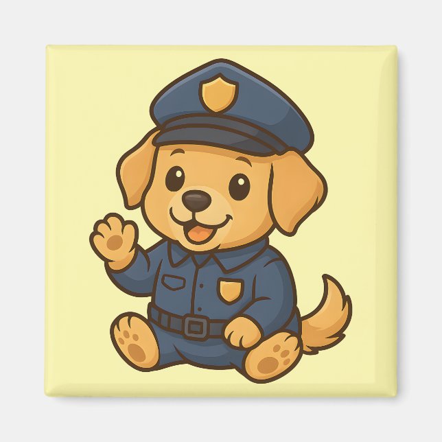 Niedliche Polizei Golden Retriever Magnet Adorable (Vorne)