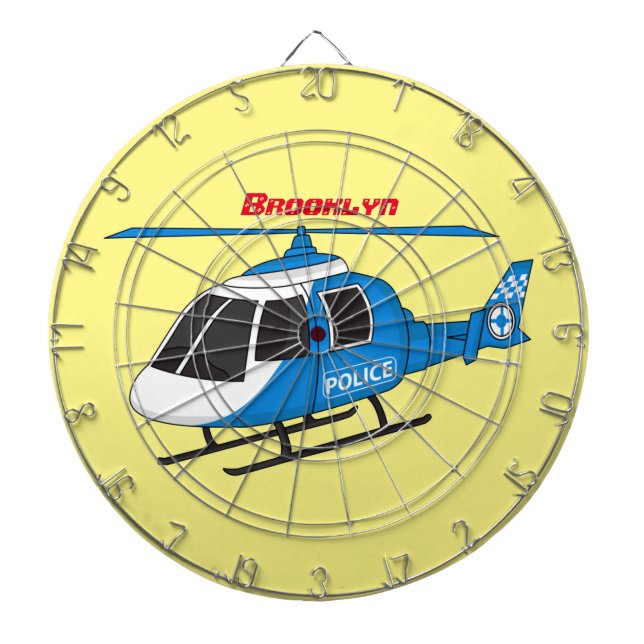 Niedliche Polizeiabteilung Hubschrauber Chopper Ca Dartscheibe (vorne)