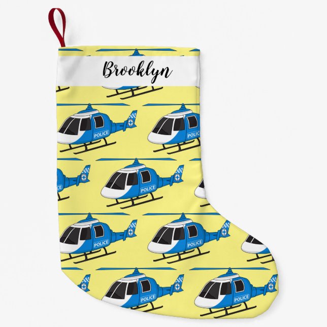Niedliche Polizeiabteilung Hubschrauber Chopper Ca Kleiner Weihnachtsstrumpf (Vorderseite)