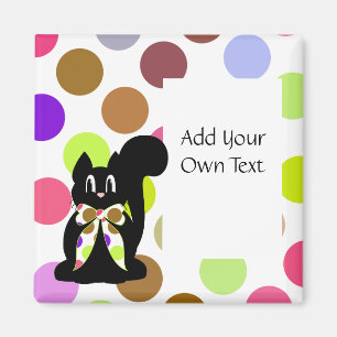 Niedliche Polka Dot Black Kitty Cat Anpassbare Mag Magnet