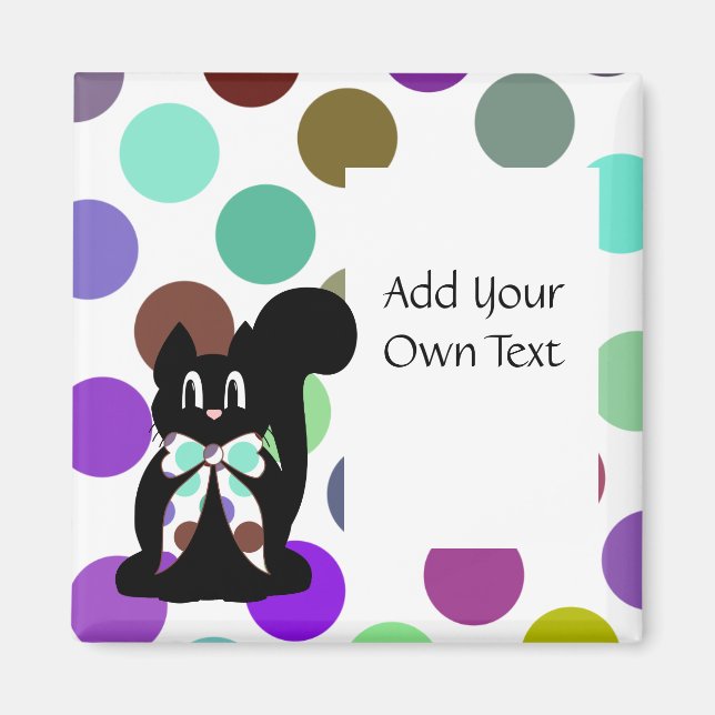 Niedliche Polka Dot Black Kitty Cat Anpassbare Mag Magnet (Vorne)