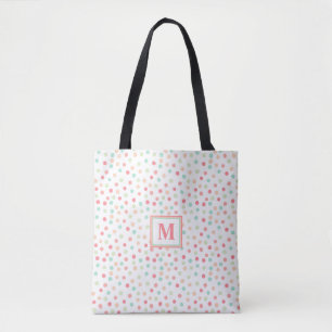 Niedliche Polka-Dot-Monogramm in Rosa, Blau und Gr