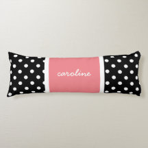 Niedliche Polka Dots, Schwarz/Weiß & Rose, Name hi