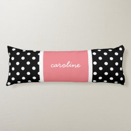 Niedliche Polka Dots, Schwarz/Weiß & Rose, Name hi Seitenschläferkissen