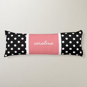 Niedliche Polka Dots, Schwarz/Weiß & Rose, Name hi Seitenschläferkissen