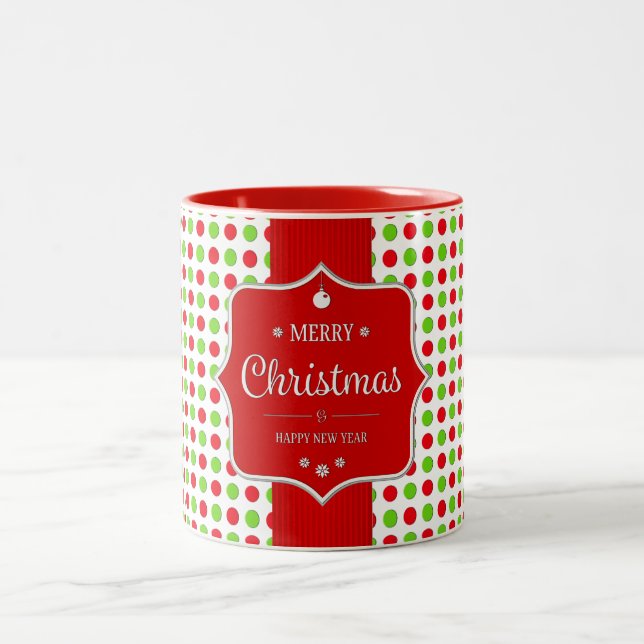 Niedliche Polka Dots Weihnachten Zweifarbige Tasse (Mittel)
