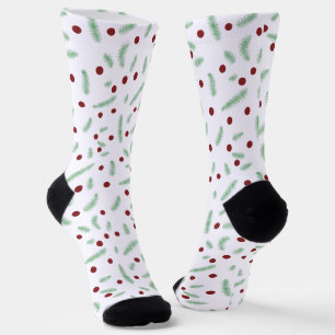 Niedliche Polska dot Christmas tree Red Green Socken