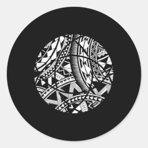 Niedliche polynesische Tattoo Hawaiian Tribal Samo Runder Aufkleber