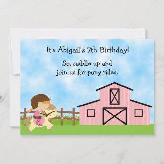 Niedliche Pony Rides Geburtstagseinladung für Mädc Einladung