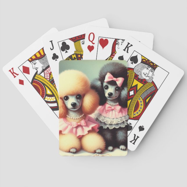 Niedliche Poodle-Illustration Spielkarten (Rückseite)