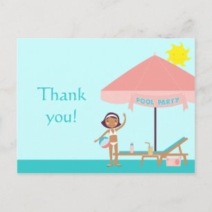 Niedliche Pool Party Girl's danke Ihnen Postcard Postkarte
