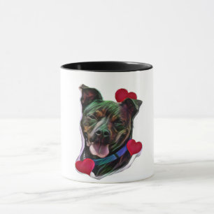 Niedliche Pop Art Pit Bull Staffordshire Liebe Tasse