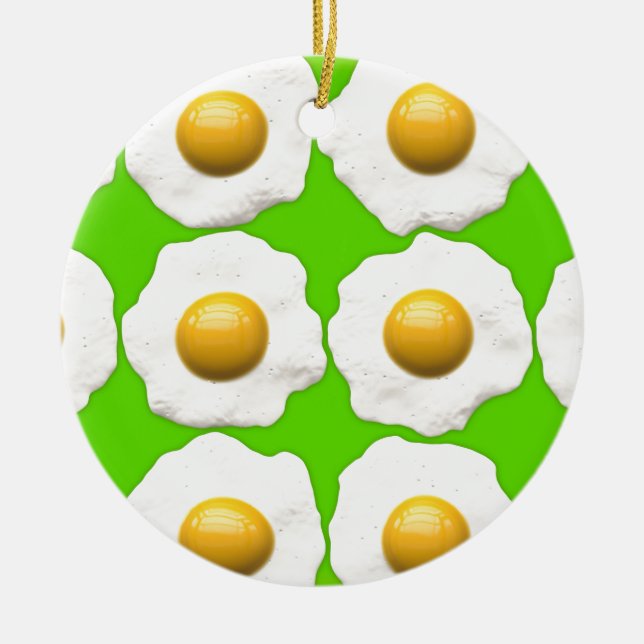 Niedliche Popkunst eggs auf Limonem grünem Keramik Ornament (Vorne)