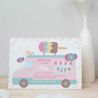 Niedliche Popsice Ice Cream Truck Geburtstagsparty Einladung