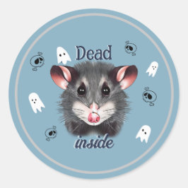 Niedliche Possum Tote Schädel und Geistersticker Runder Aufkleber