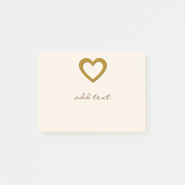 Niedliche Post it with Liebe Gold Heart Post-it Klebezettel (Vorderseite)