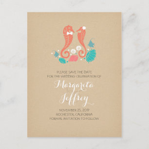 Niedliche Postkarten des Seepferdpaar-Strandes