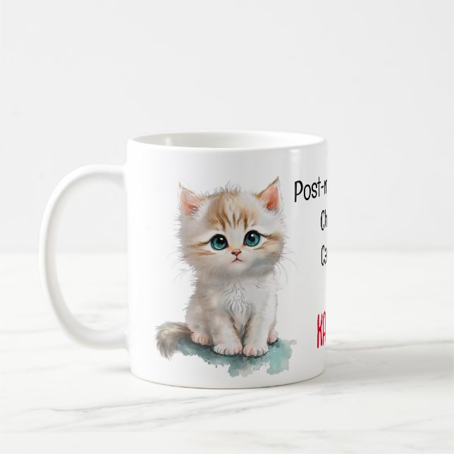 Niedliche postmenopausale kinderlose Katze Lady fü Kaffeetasse (Links)