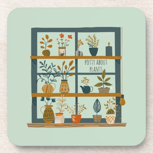 Niedliche Potty über Pflanze Getränkeuntersetzer (Vorderseite)