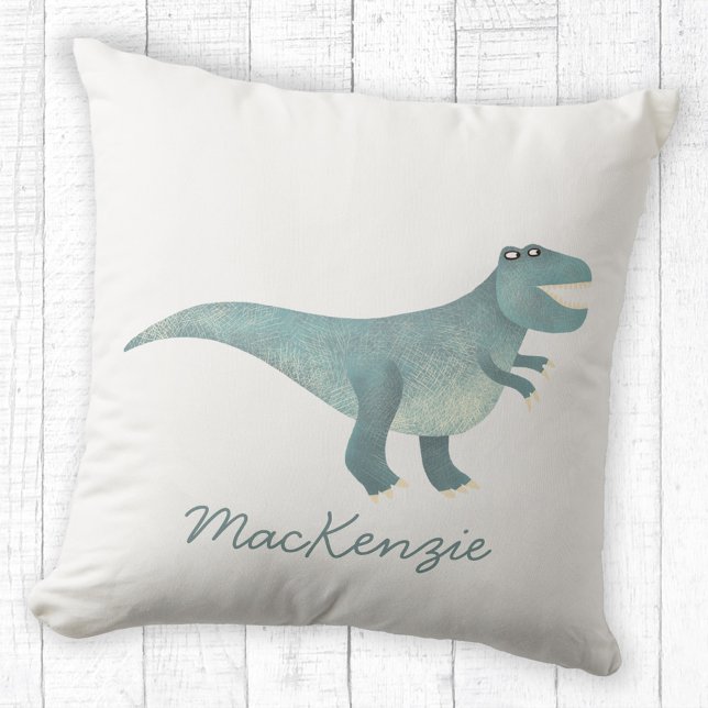 Niedliche prähistorische T-Rex Dinosaur Personalis Kissen (Fun Tyrannosaurus Rex dinosaur personalized name throw pillow)