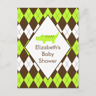 Niedliche Preppy Alligatorbaby-Dusche UAWG Einladungspostkarte