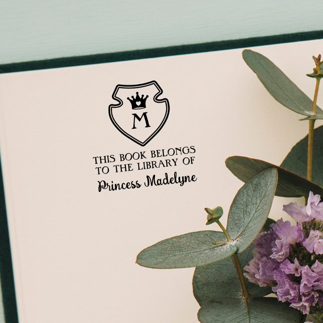 Niedliche Princess Crown Emblem Monogram Buchplatt Permastempel (Von Creator hochgeladen)