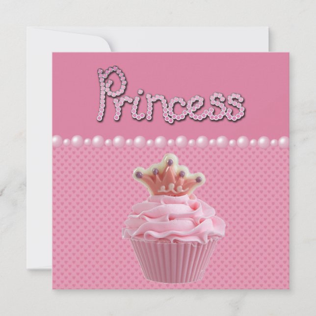 Niedliche Princess Cupcake Babydusche Einladung (Vorderseite)