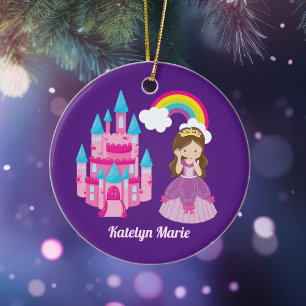 Niedliche Princess Girl Lila Rainbow Keramik Ornament