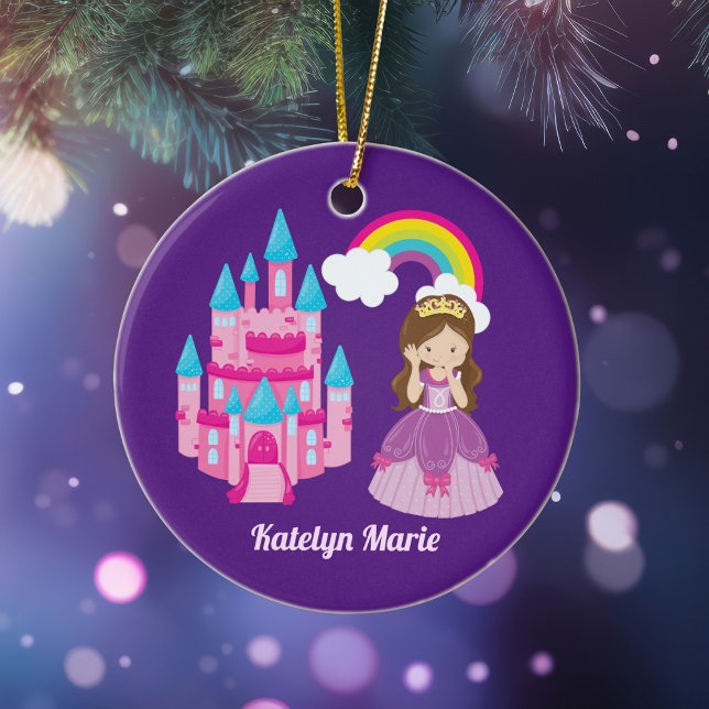 Niedliche Princess Girl Lila Rainbow Keramik Ornament (Von Creator hochgeladen)
