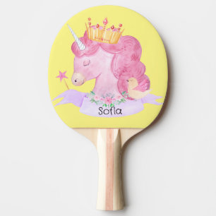 👑 Niedliche Princess Unicorn Individuelle Name Tischtennis Schläger