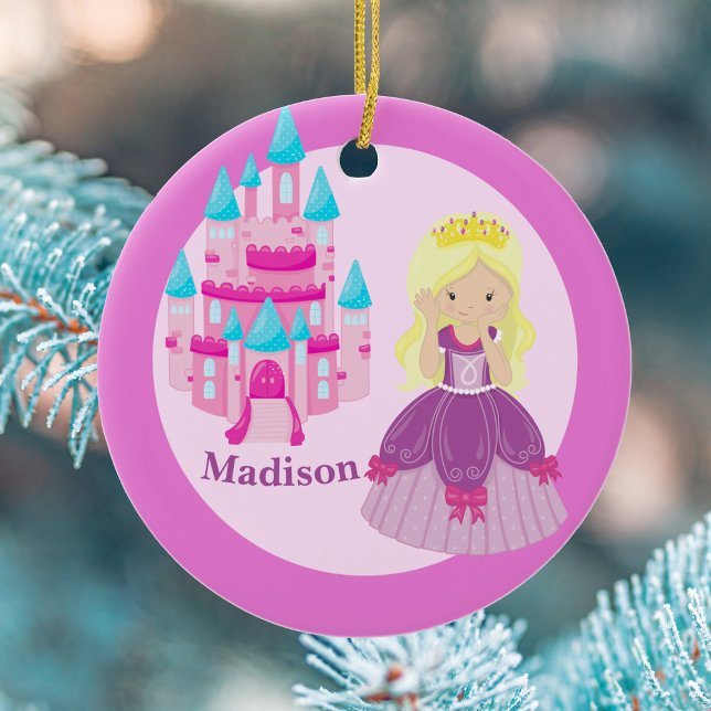 Niedliche Prinzessin Blonde Girl Custom Kinder Wei Keramik Ornament (Von Creator hochgeladen)