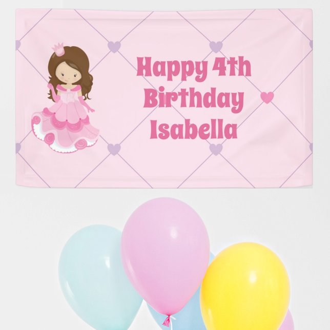 Niedliche Prinzessin Girl Pink Custom Kinder glück Banner (Von Creator hochgeladen)